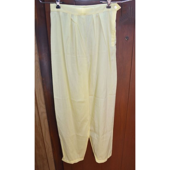 SOLD • Barbizon Lazy Dee Yellow Pajama Set Size 10 Pleated Yoke Lace Batiste - Picture 3 of 14